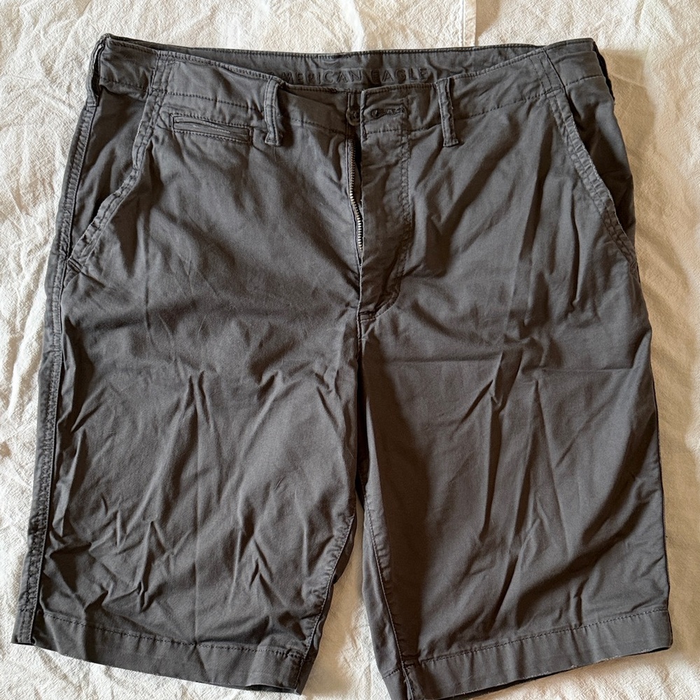 American Eagle Outfitters Charcoal Flat Front Shorts size 34.